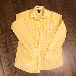 Lands’ End No Iron yellow gingham button down